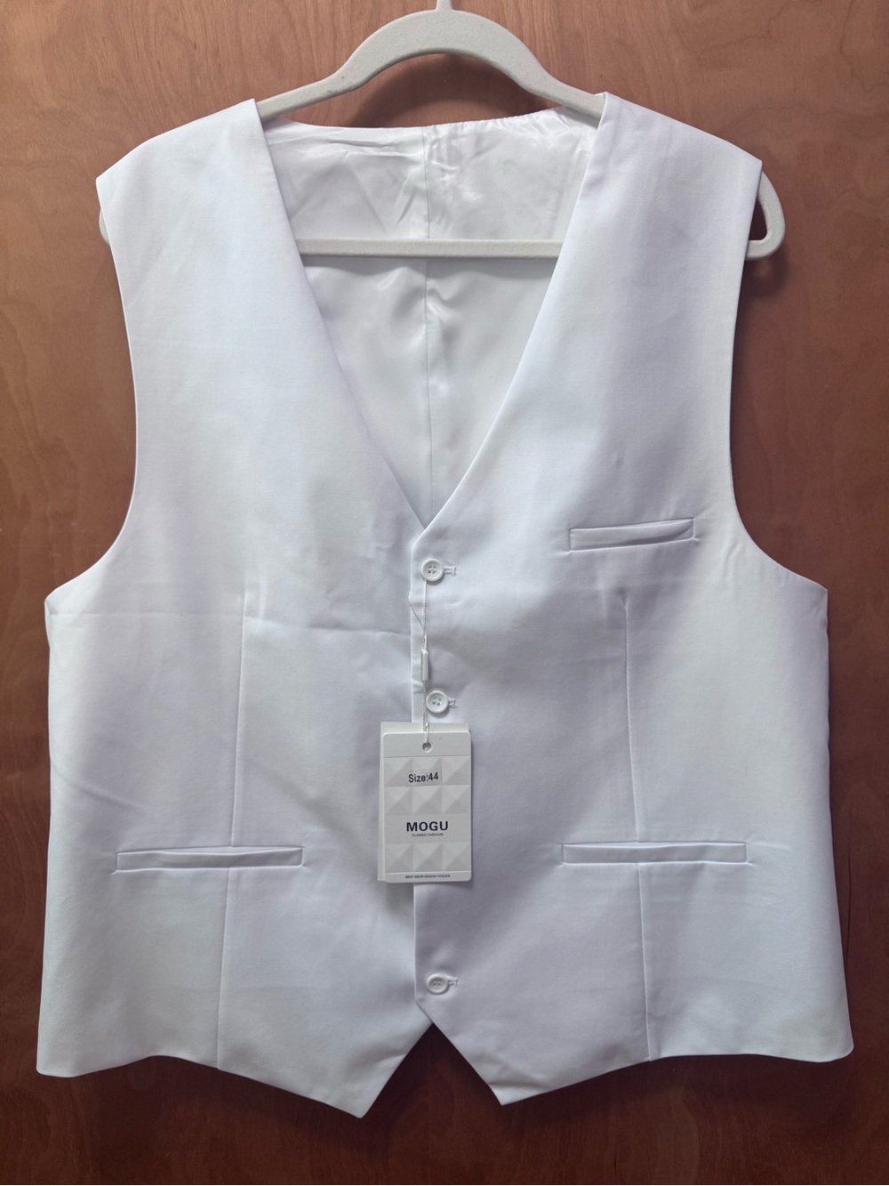MOGU Men's White Tailored Dress Vest